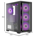 Ant Esports SX7 Mid- Tower Computer Case/Gaming Cabinet - Black | Support ATX, Micro-ATX, Mini-ITX | Pre-Installed 3 x 120mm Front Fans - Image 4
