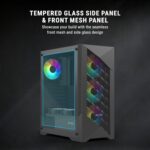 Ant Esports ICE- 270M 6F Mid-Tower Computer Case/Gaming Cabinet with Front Mesh Panel- Black | Support ATX, Micro-ATX, Mini-ITX | Pre-Installed 6 Static RGB Fans - Image 3