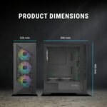 Ant Esports ICE- 270M 6F Mid-Tower Computer Case/Gaming Cabinet with Front Mesh Panel- Black | Support ATX, Micro-ATX, Mini-ITX | Pre-Installed 6 Static RGB Fans - Image 4