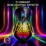 Ant Esports GM700 Wireless Gaming Mouse |4800 DPI Adjustable Sensor |11 RGB LED Modes | Lightweight Honeycomb Design |2.4GHz Low Latency |Rechargeable Battery | Ergonomic Mouse for PC & Laptop | Black - Image 4