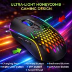 Ant Esports GM700 Wireless Gaming Mouse |4800 DPI Adjustable Sensor |11 RGB LED Modes | Lightweight Honeycomb Design |2.4GHz Low Latency |Rechargeable Battery | Ergonomic Mouse for PC & Laptop | Black - Image 6