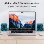 Ant Esports GS195 Computer Speakers with Colorful RGB Lights 5Watts x 2, USB Powered 3.5mm Aux- in Mini PC Speakers, Small Computer Speakers USB Powered 3.5mm Aux Speaker for PC,Laptop,Tablet,Phone - Image 3