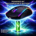 Ant Esports GM700 Wireless Gaming Mouse |4800 DPI Adjustable Sensor |11 RGB LED Modes | Lightweight Honeycomb Design |2.4GHz Low Latency |Rechargeable Battery | Ergonomic Mouse for PC & Laptop | Black - Image 2