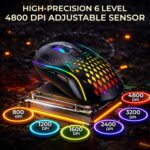 Ant Esports GM700 Wireless Gaming Mouse |4800 DPI Adjustable Sensor |11 RGB LED Modes | Lightweight Honeycomb Design |2.4GHz Low Latency |Rechargeable Battery | Ergonomic Mouse for PC & Laptop | Black - Image 3