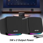 Ant Esports GS195 Computer Speakers with Colorful RGB Lights 5Watts x 2, USB Powered 3.5mm Aux- in Mini PC Speakers, Small Computer Speakers USB Powered 3.5mm Aux Speaker for PC,Laptop,Tablet,Phone - Image 4